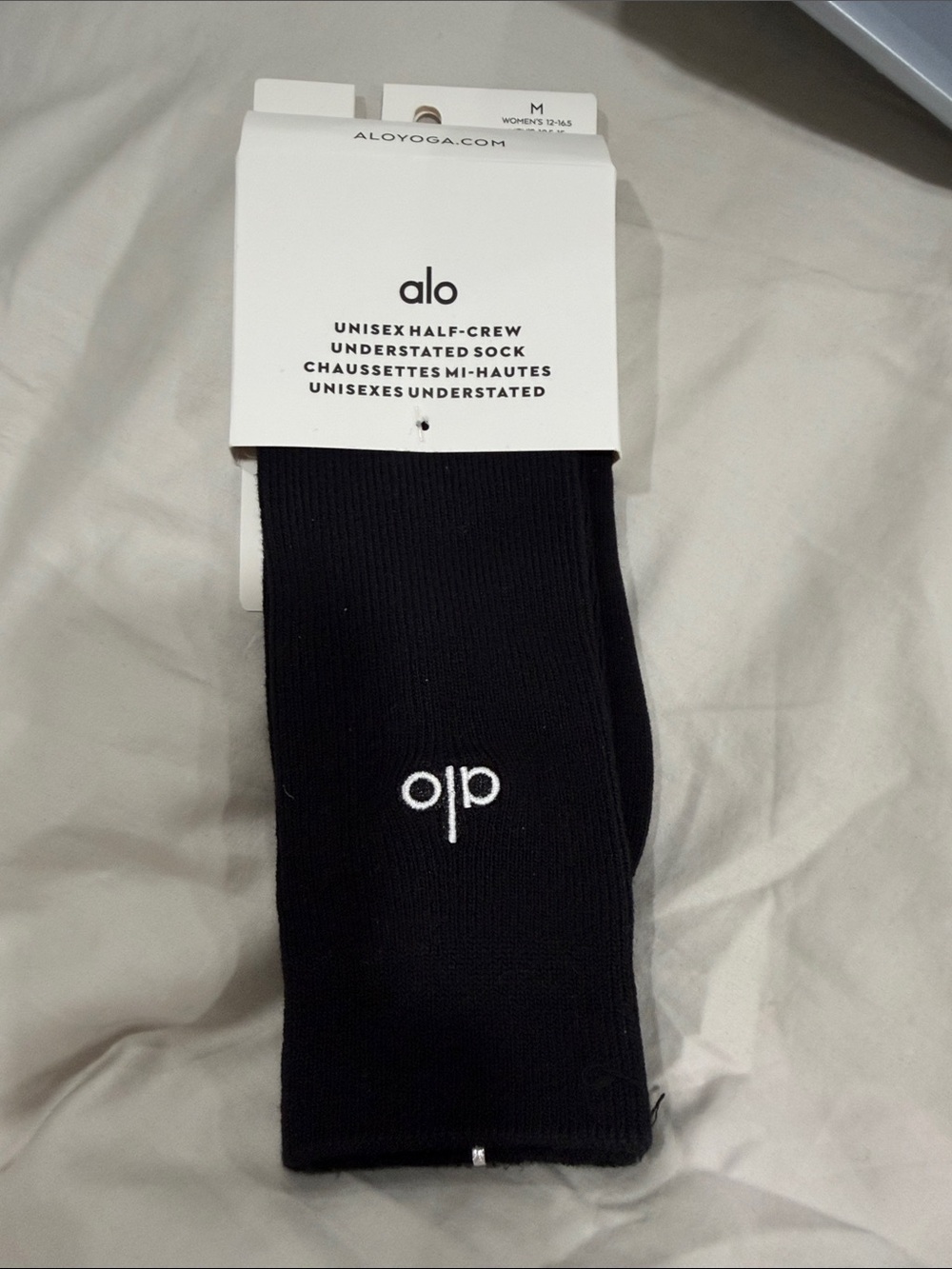 ALO Yoga Black Unisex Half-Crew Socks